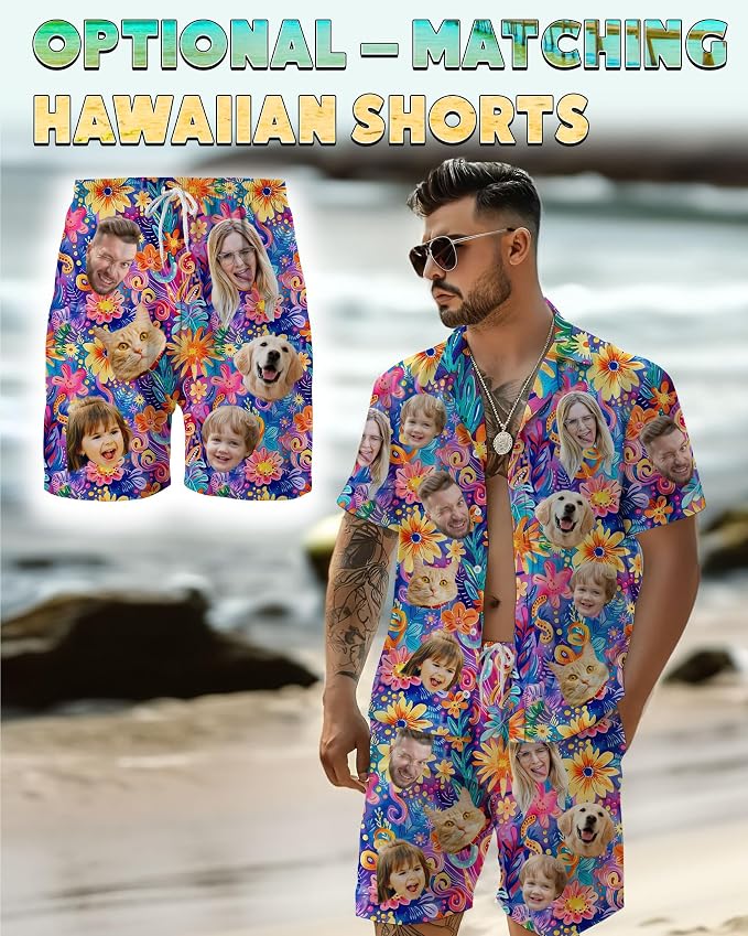 Custom Hawaiian Shirt with Face Photo Picture - Image 7