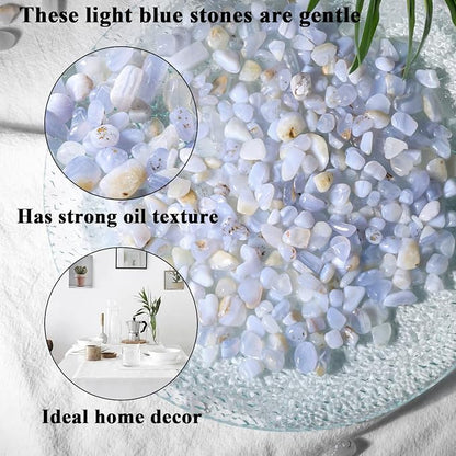 JOHOUSE Succulent Rocks, 1lb Light Blue Polished Pebbles - Image 4