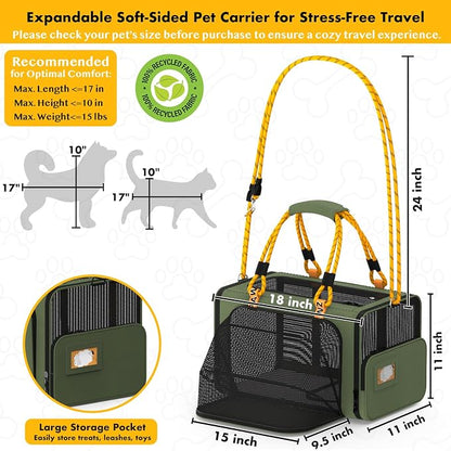 PAWZIDEA Expandable Pet Carrier w/ID Card, 18″×11″×11″ Small Dog Carrier TSA - Image 2