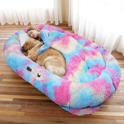 Human Dog Bed, Washable Faux Fur Pet Bed by WROS