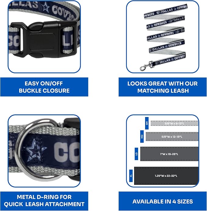 NFL PET Dallas Cowboys Dog Collar, Small Football Team Collar - Image 6