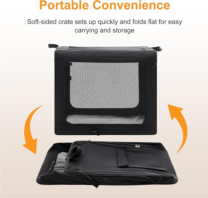 Dog Travel Crate 30 Inch, Portable Soft-Sided Travel Carriers - Image 4