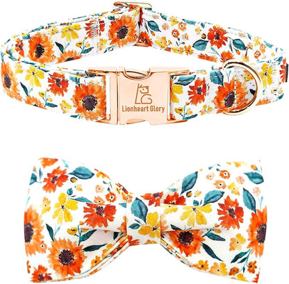 Lionheart glory Dog Collar Bow Collar Floral Dog Collar by LionheartGlory