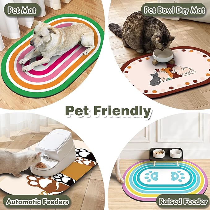 Cat Food Mat 24''x16'', Absorbent Cat Mats - Image 6