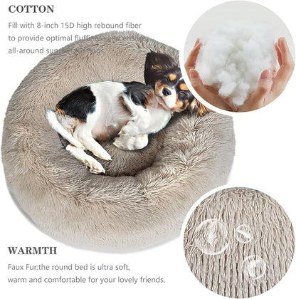 Calming Donut Dogs Beds for Small Dogs Washable, 28inch Plush Round Pet Bed for - Image 3