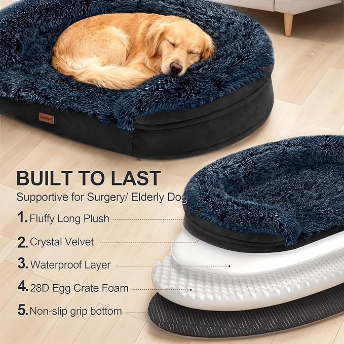 Black Dog Beds for Large Dog, Removable and Washable Cover, Raised Reboundable - Image 6