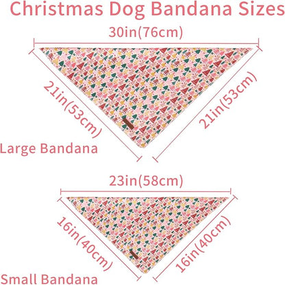 Christmas Dog Bandana–Pink Christmas Tree Triangle Scarf - Image 6