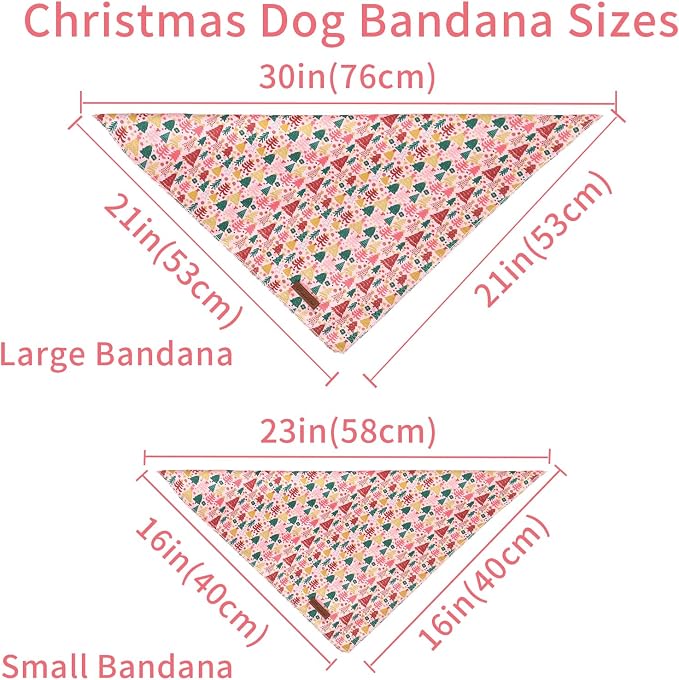 Christmas Dog Bandana–Pink Christmas Tree Triangle Scarf - Image 6