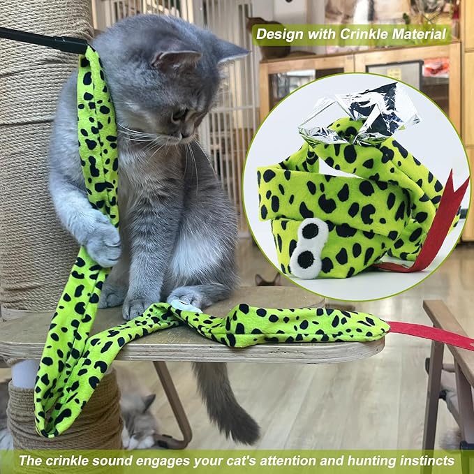 Interactive Cat Toy Wand with Catnip Mouse, Cat Teaser Wand Rainbow String - Image 3