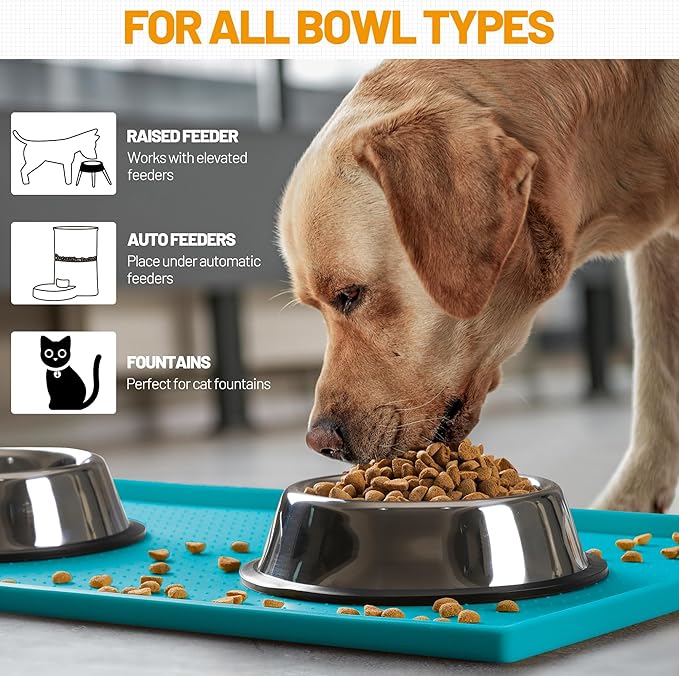 Hubulk Dog Feeding Mat, 100% Waterproof Food Grade Silicone Pet Food and Water - Image 6