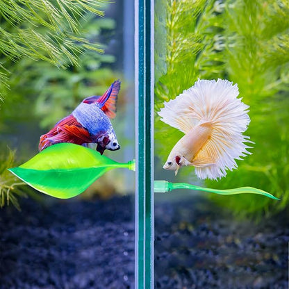 WILLBOND 2 Pcs Green Silicone Betta Fish Bed Leaf Hammock Betta Fish Tank - Image 5