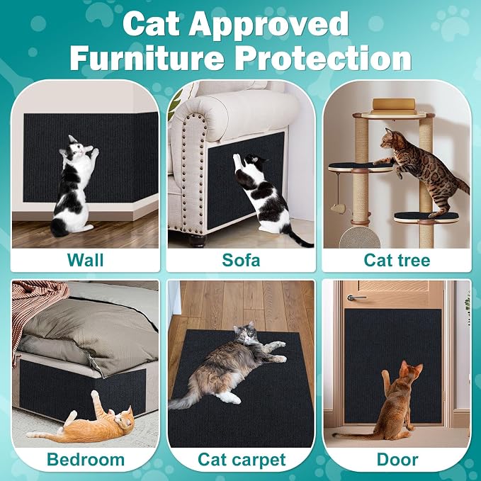 Bed Cat Scratcher Pad, 47.2"x15.8"Cat Scratching Mat, Self-Adhesive Trimmable - Image 3