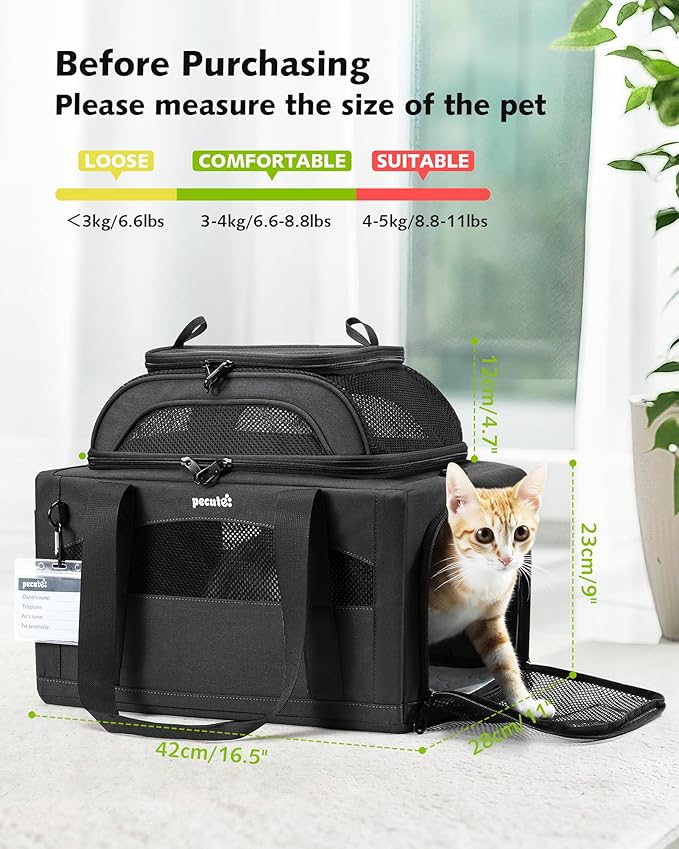 Pecute Expandable Pet Carrier Airline Approved Dog Cat Carrier, Breathable - Image 9