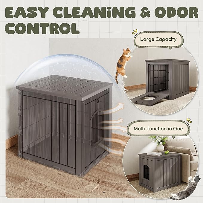 Cat Litter Box Enclosure, Plastic Hidden Litter Box Side Table - Image 6