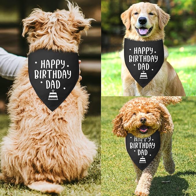 Happy Birthday Dad Dog Bandana for Dogs Black Bandana Funny Birthday Photo Prop - Image 2