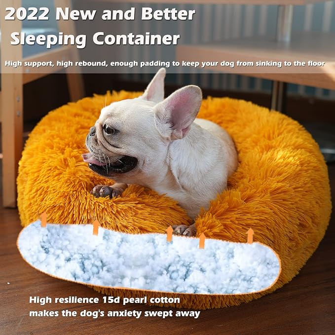 Calming Donut Dogs Beds for Small Dogs Washable, 23inch Plush Round Pet Bed for - Image 4