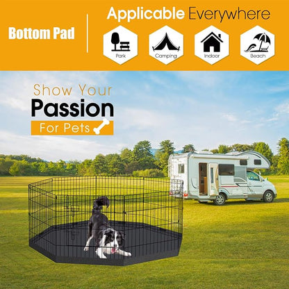 Dog Pen Pet Playpen Dog Fence Bottom Pad Indoor Foldable Metal Wire Exercise - Image 4