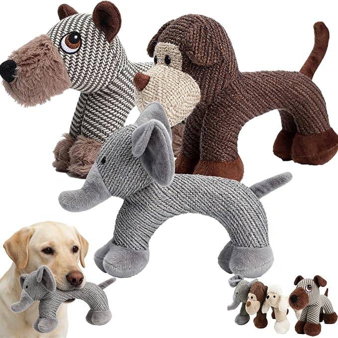 Linen Safari Companions, Squeaky Dog Chew Animals, by Unknown