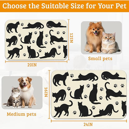 Pet Feeding Mat, Cat Silhouette Absorbent Dog Cat Food Mat Dog Mat - Image 6