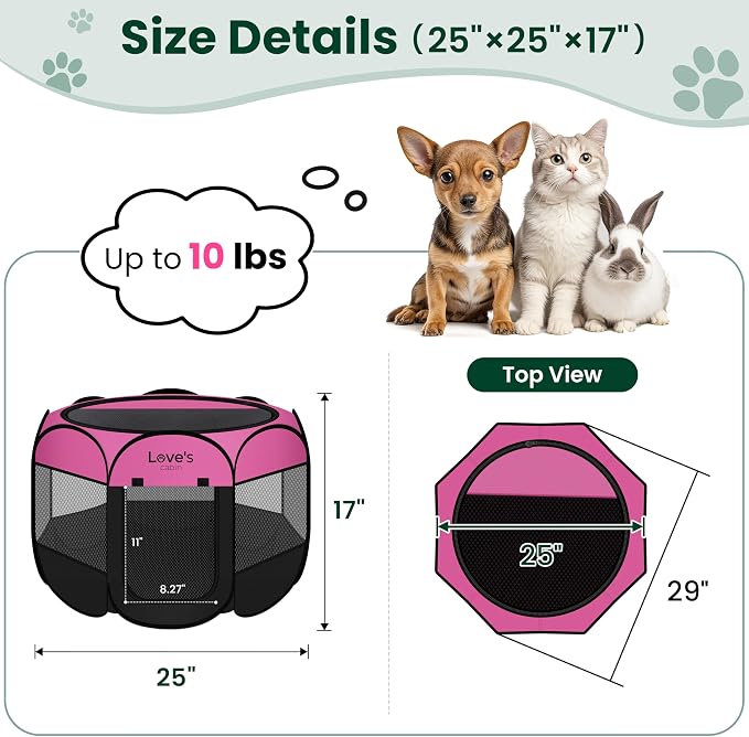 Love's cabin Pet Puppy Dog Playpen, Small Dog Tent Crates Cage Indoor/Outdoor - Image 3