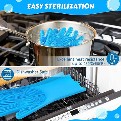 Pecute Pet Grooming Gloves Large, Heat Resistant Cat Bathing Gloves - Image 5