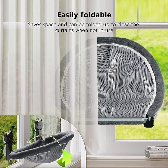 2 Pack Cat Window Perch Cordless, Kitty Hammock - Image 4