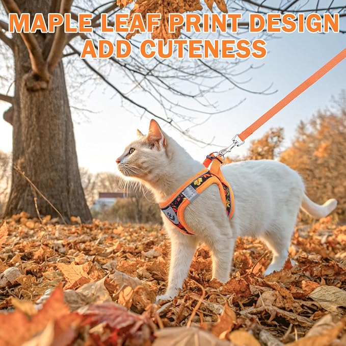 SCENEREAL Fall Thanksgiving Cat Harness and Leash Set Escape Proof, Soft Mesh - Image 6