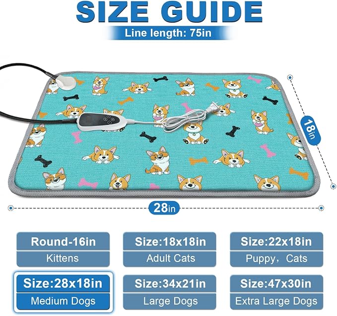 Dog Heating Pad 28×18 in Waterproof Heated Dog Bed, Smart Thermostat Switch - Image 2