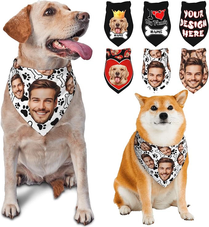 Custom Dog Bandana for Cat Dog Pet Add Your Design Personalized Neckwear by Custom