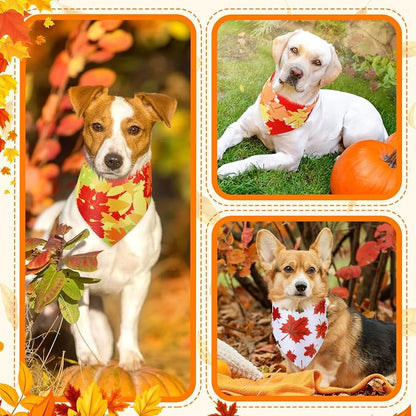 Abbylike 50 Pcs Fall Thanksgiving Dog Bandanas Bulk Maple Leaves Bandanas - Image 6
