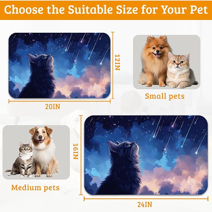 Cat Dog Food Mat, Starry Night Absorbent Pet Feeding Mat - Image 6