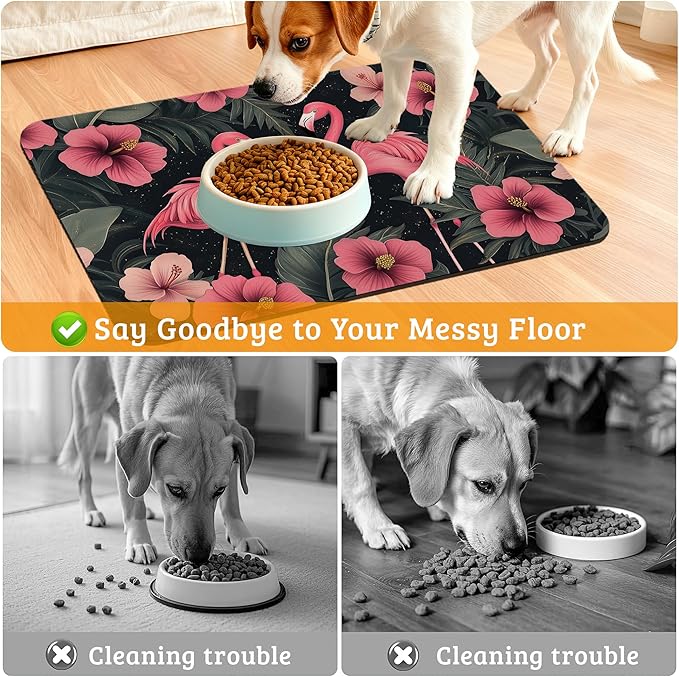 Pet Feeding Mat, Non-Slip Water Bowl Placemat, Pet Supplies 16" x 24" - Image 4