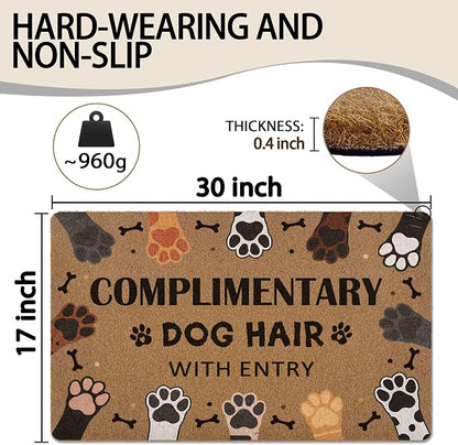 Complimentary Dog Hair with Entry Door Mat, Cute Dog Paws Print Artificial Coir - Image 3