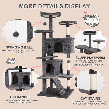 Heavy Duty Cat Tree Tower, Hanging Ball - Image 4