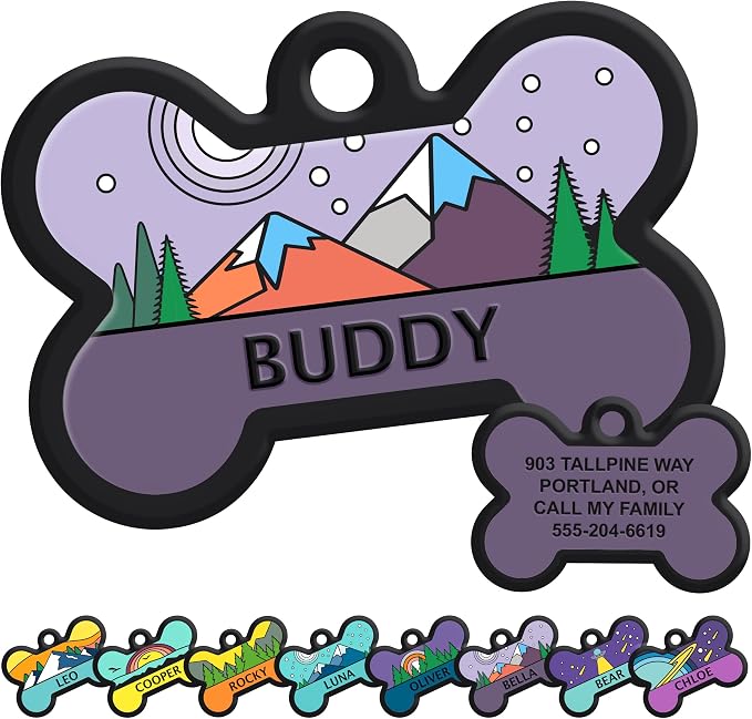 GoTags Silent Dog Tag, Personalized Engraved Bone Silicone Dog and Cat Name Pet by GoTags