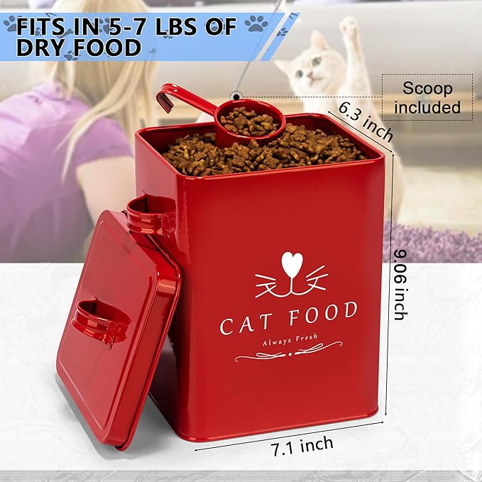 Meraki Home Farmhouse Cat Food and Treats Containers + Feed Scoop + Pet Food - Image 3