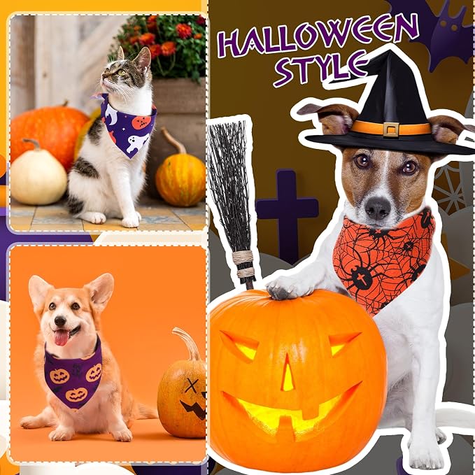 Abbylike 50 Pcs Halloween Dog Bandanas Bulk Pumpkin Bandanas - Image 5