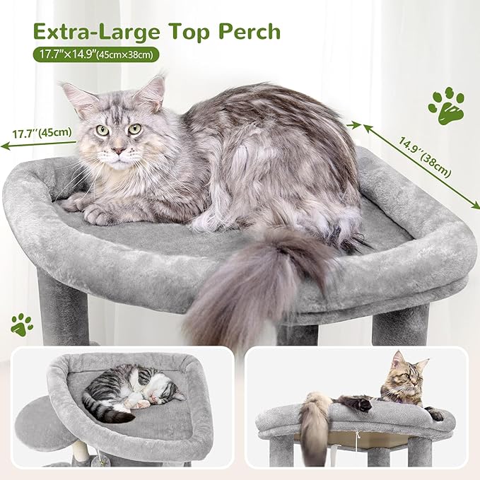 Globlazer Corner Cat Tree for Large Cats, 66inch Tall Curved Series Large Cat - Image 3