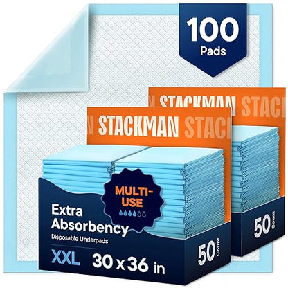 Chucks Pads Disposable Adult Underpads 30"x36" XXL Extra-Large Super-Absorbent by StackMan