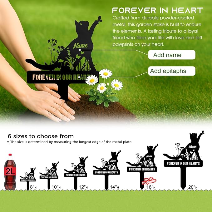 Personalized Cat Memorial Garden Stake – Custom Pet Grave Marker Outdoor - Image 4