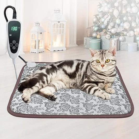 Cat Heating Pad 18x18 in with Smart Thermostat Switch and Power Line Protection by Afullrangeofservicesforyourpet