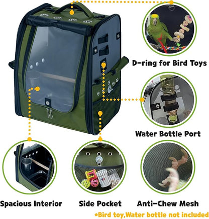 Birds Day Bird Carrier Backpack-Parrot Travel Cage - Image 6