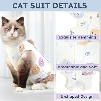 Cat Recovery Suit for Spay Abdominal Wounds, Breathable Cat Onesie for Cats - Image 7