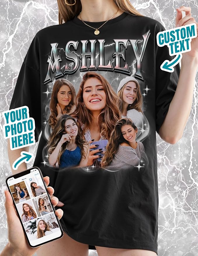 Custom Bootleg Rap Shirt with Photo Text, Vintage Custom Picture Shirt - Image 2