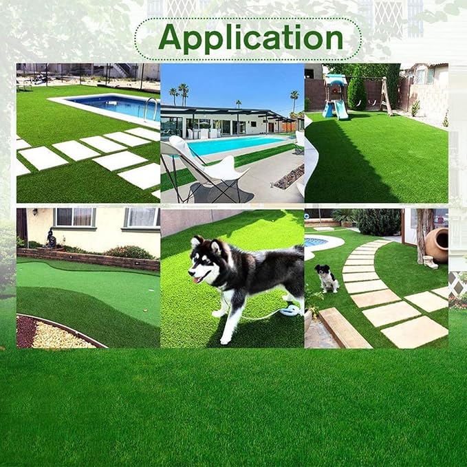 Artificial Grass Rug Outdoor Indoor 12FTX50FT Fake Grass Carpet Green Synthetic - Image 9