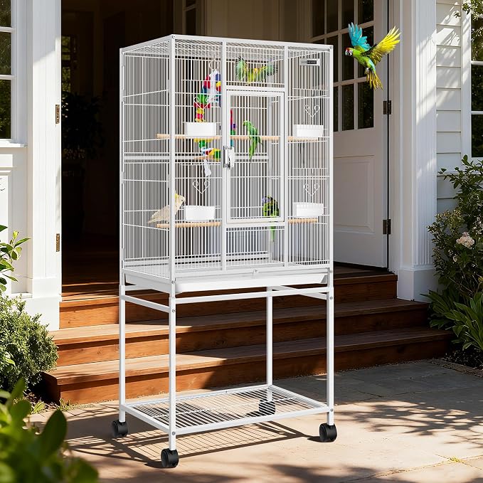 VIVOHOME 54 Inch Wrought Iron Large Bird Flight Cage - Image 8