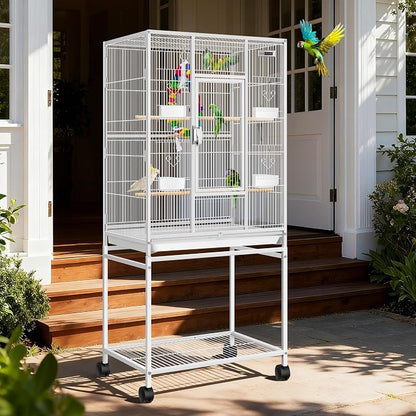 VIVOHOME 54 Inch Wrought Iron Large Bird Flight Cage - Image 8