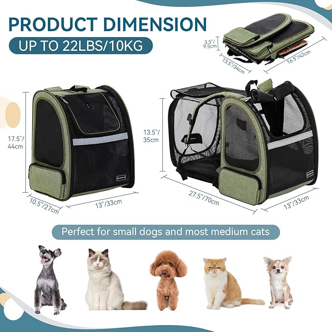 Petsfit Cat Backpack Carrier, Dog Carrier Backpacks Expandable - Image 2