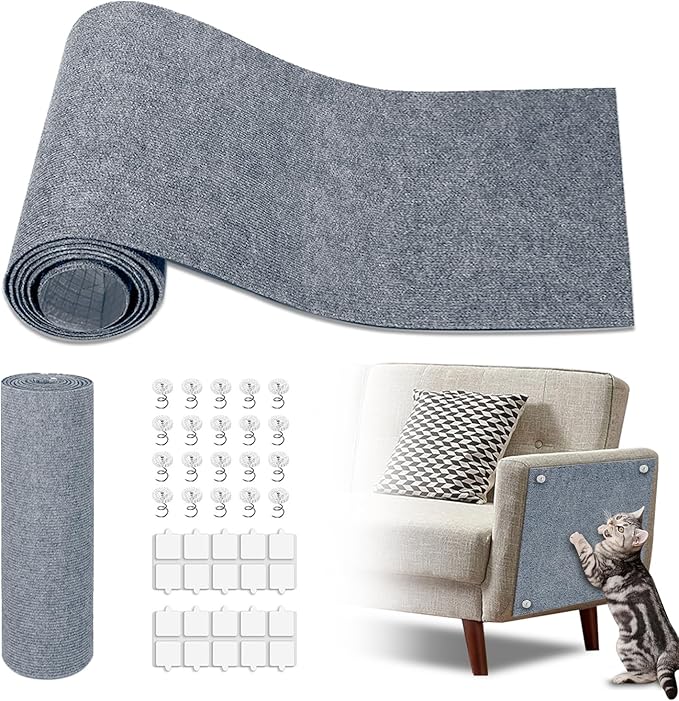Cat Scratch Mat, 118.5"x17.4" Trimmable Self-Adhesive Cat Scratch Furniture by GMEZZO