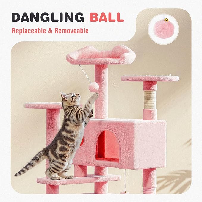 Cat Tree 54 Inch, Sisal Scratching Posts and Climbing Ladder, Pet Play Toy - Image 5